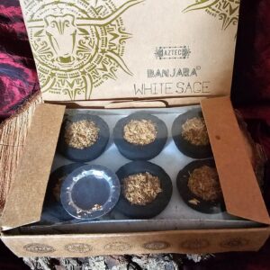 white, sage, resin cups, incense, cleansing, ritual tools, apothecary