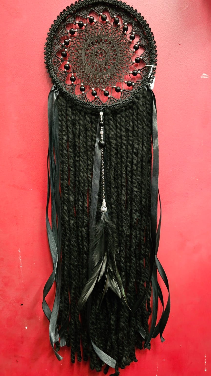 🖤Handcrafted Protection Dream Catcher with Obsidian Beads | Handmade at The Craft Cauldron🖤 - Image 2