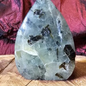 prehnite, black, tourmaline, healing, protection, grounding, crystal, decor