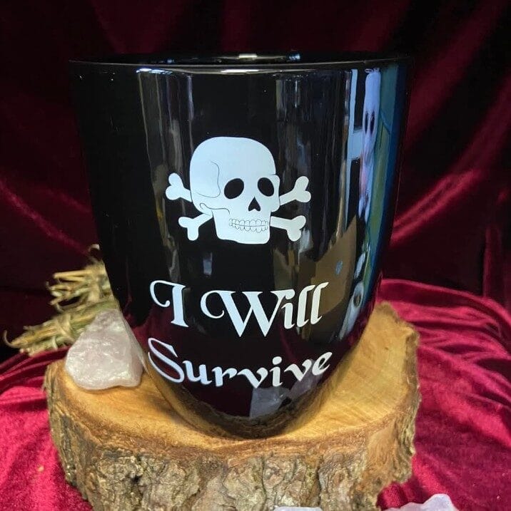Pot Gothic Skull Planter & Alternative Decor, "I will survive"