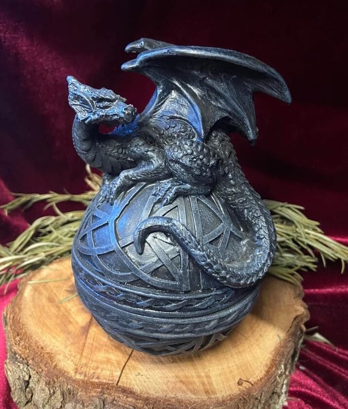 Dragon Sphere Trinket Holder | Gothic Dragon Treasure Box & Decor
