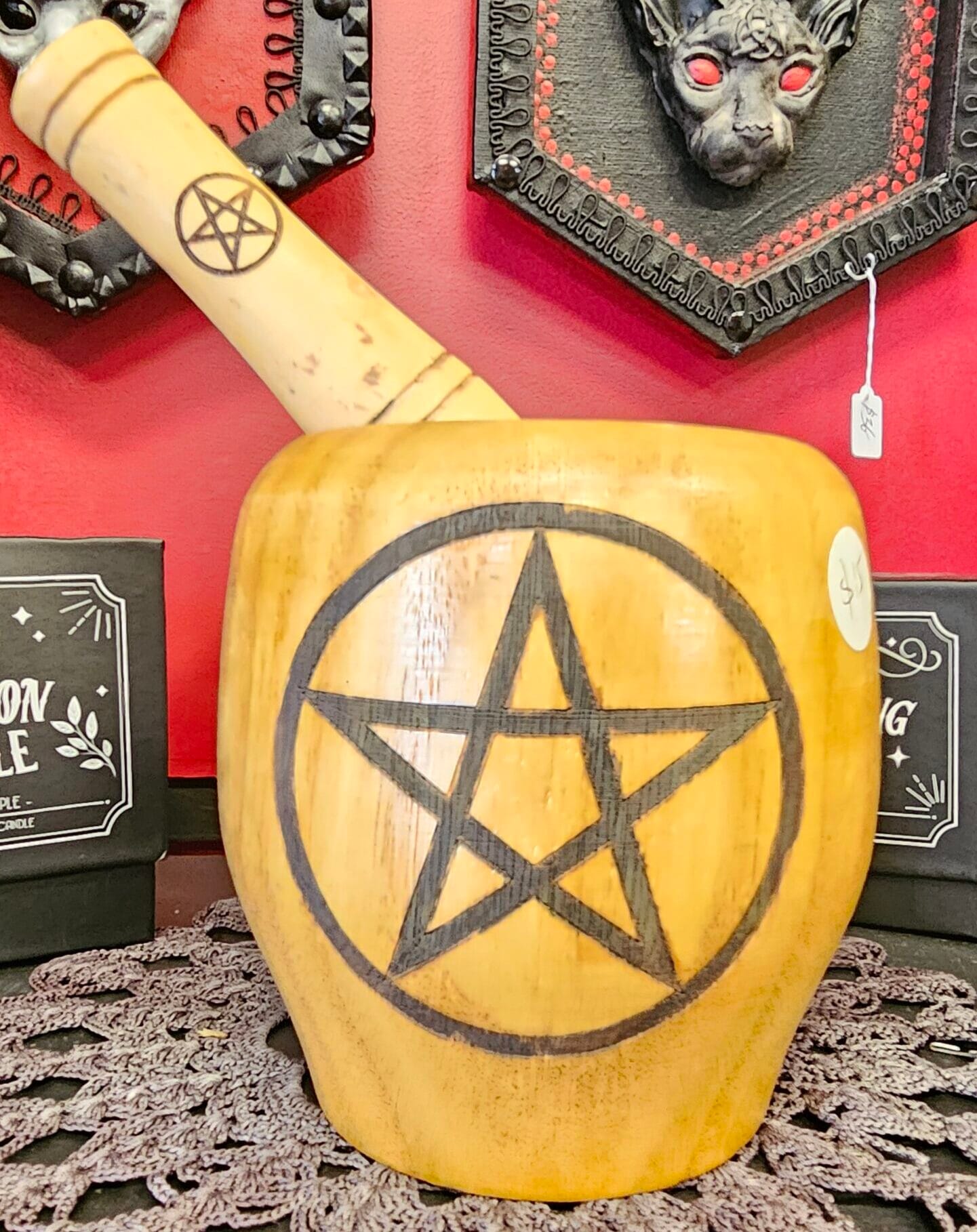 mortar and pestle, apothecary, herbs, ritual, tool,s pentacle, witchcraft