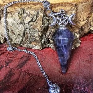 Crystal Amethyst Triple Moon Pendulum