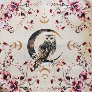 Fine Velvet Owl & Cherry Blossom Altar Tarot Mat